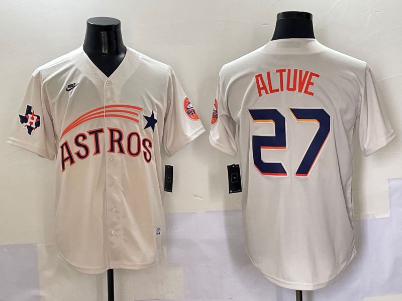 Men Houston Astros #27 Altuve Cream Five generations Joint Name 2025 Nike MLB Jersey style 8